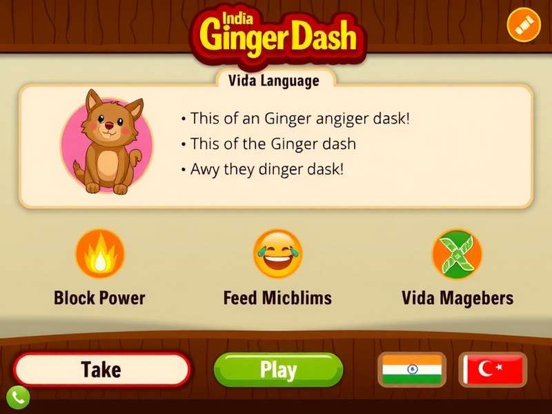 India Ginger Dash - Language Options Including 12 Indian Languages India Ginger Dash Language Selection Screen