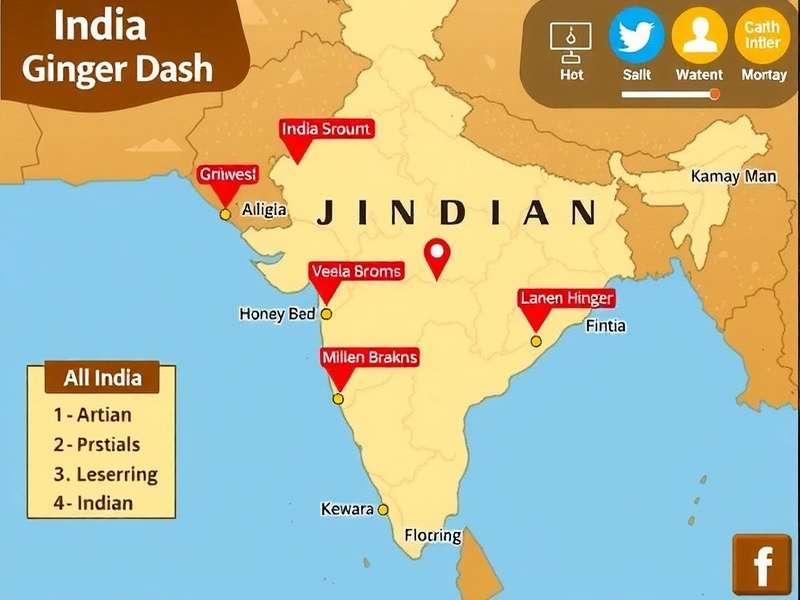 India Ginger Dash - In-Game Map with Indian Cities India Ginger Dash Game Map Showing Indian Locations